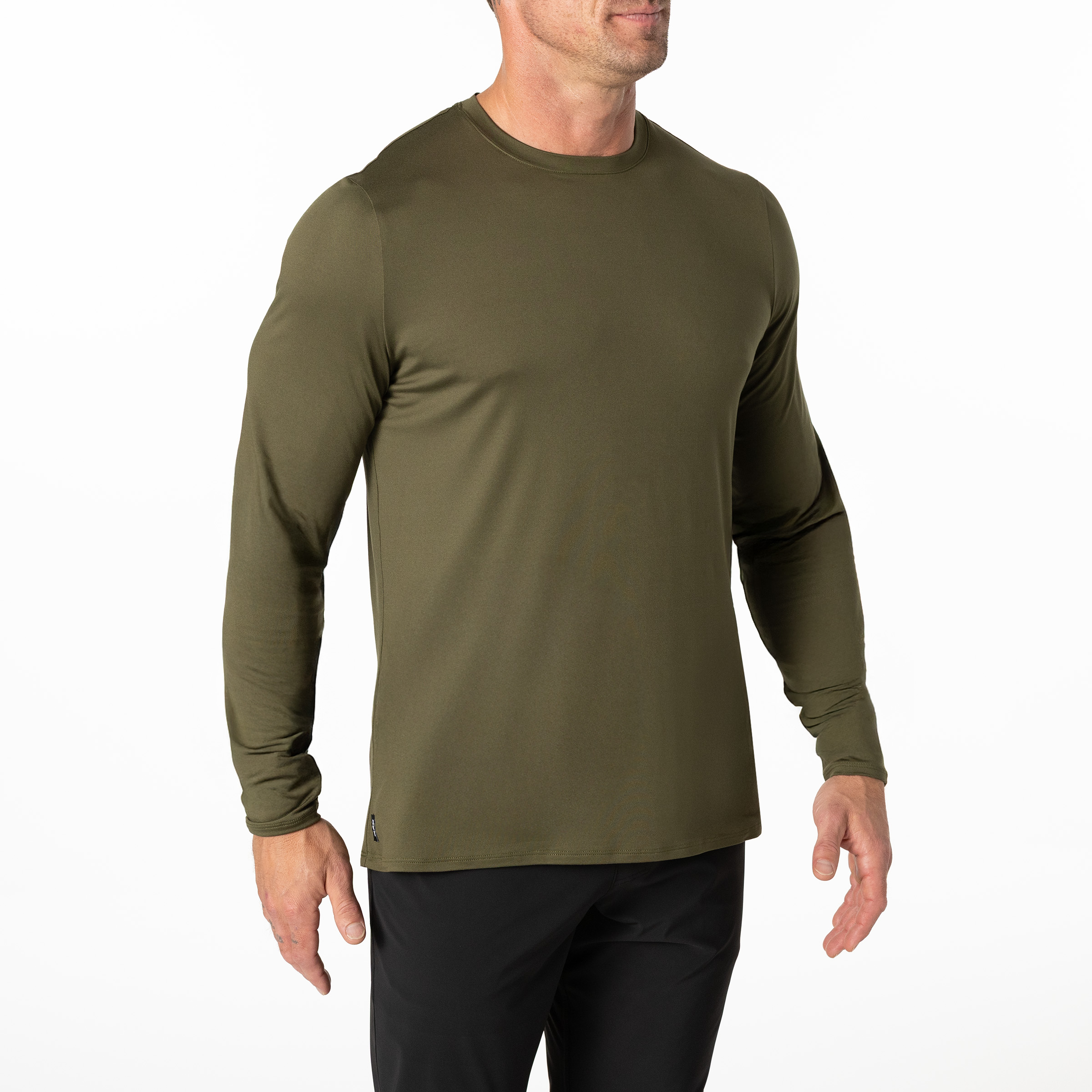 Men's Delta Long Sleeve Crew T-Shirt - Heather Olive / Small